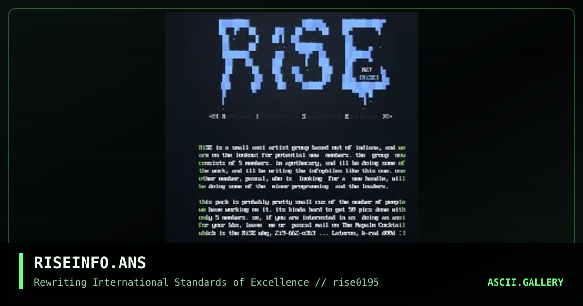 RiSE Information, by apothecary, 1995