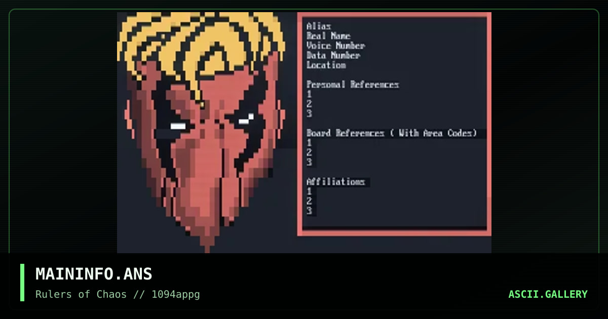 MAININFO.ANS, by galahad, 1994
