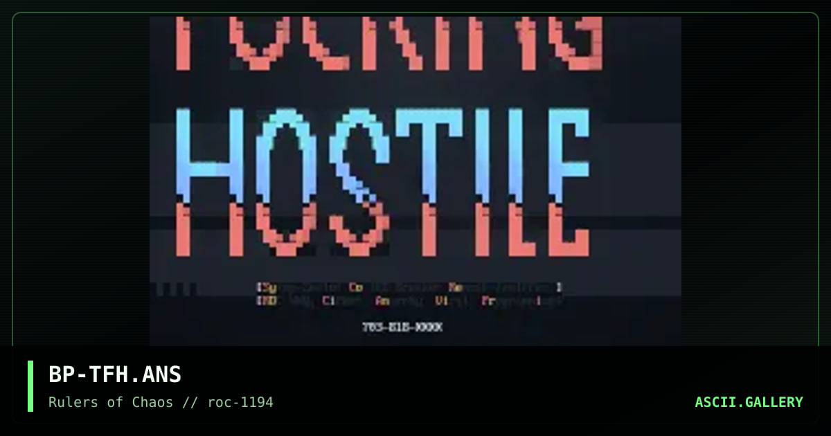 Too Fucking Hostile, by blood priest, 1994