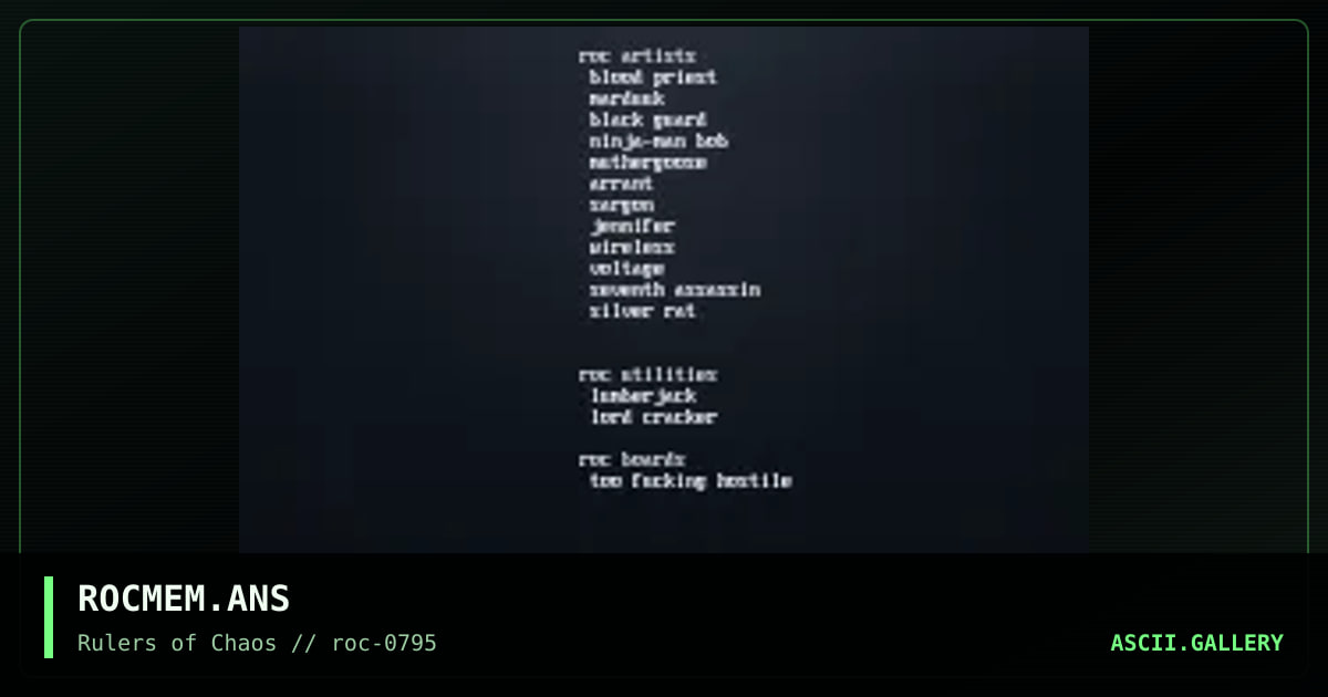 Memberlist, by roc, 1995