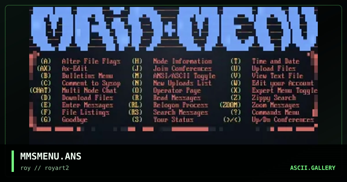 MMSMENU.ANS, by roy, 1994