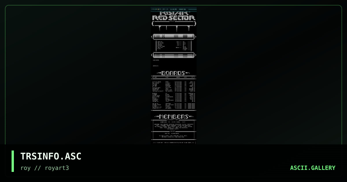 TRSINFO.ASC, by roy, 1994