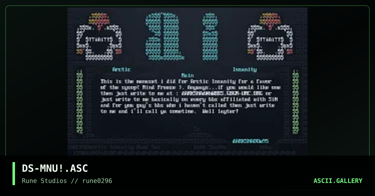 arctic insanity menu, by dark shadow, 1996