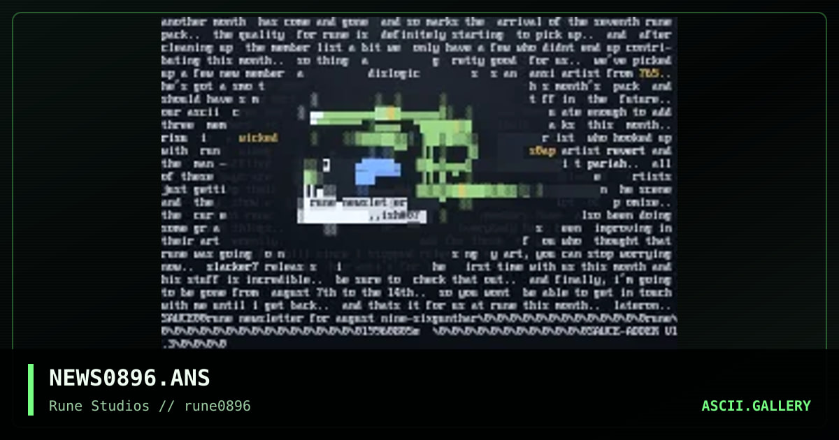 rune newsletter for august nine-six, by gunthar, 1996