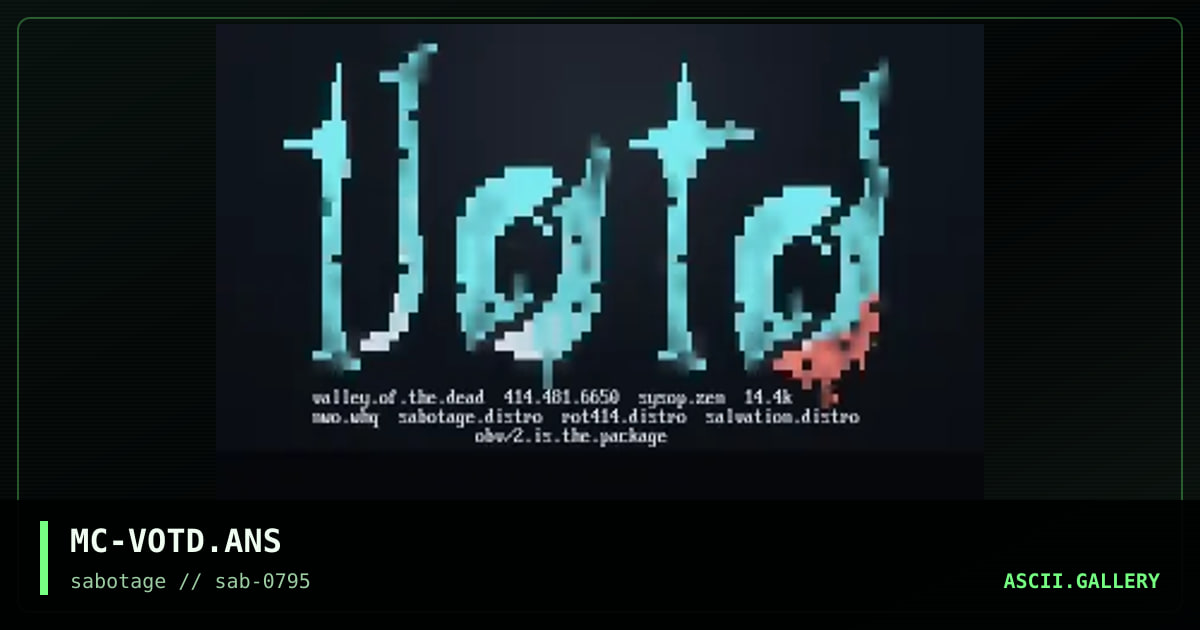 valley of the dead ad, by mr corruption, 1995