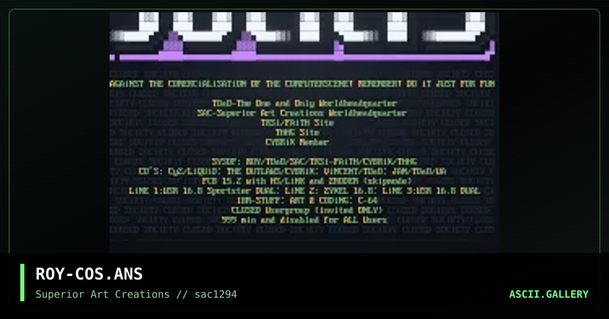 Closed Society Logon, by roy, 1994