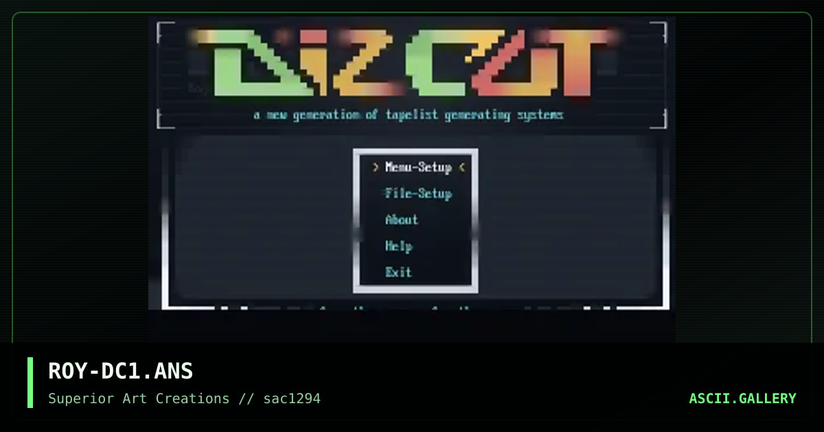 DizCut 1 Menu, by roy, 1994