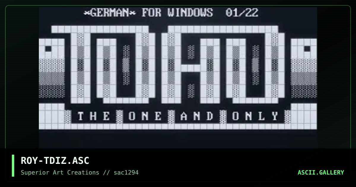 ROY-TDIZ.ASC, by roy, 1994