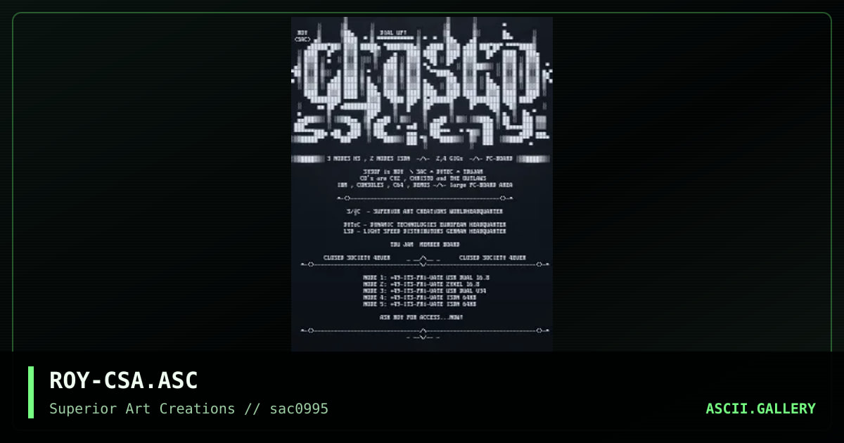 ROY-CSA.ASC, by roy, 1995