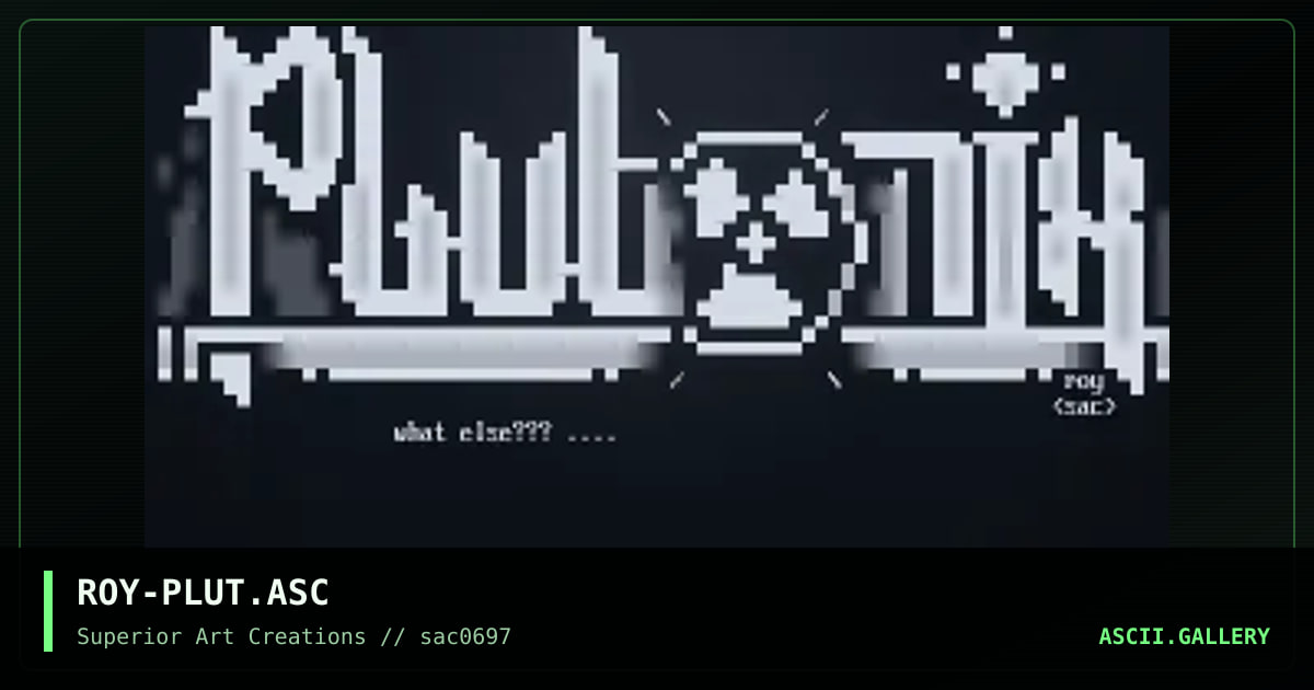 ROY-PLUT.ASC, by roy, 1997