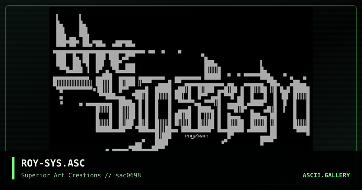 ROY-SYS.ASC, by roy, 1998