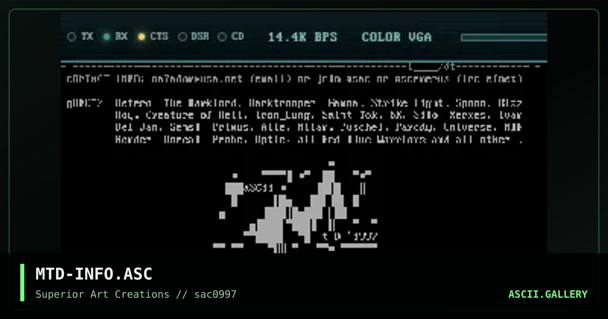 MTD-INFO.ASC, by matador, 1997