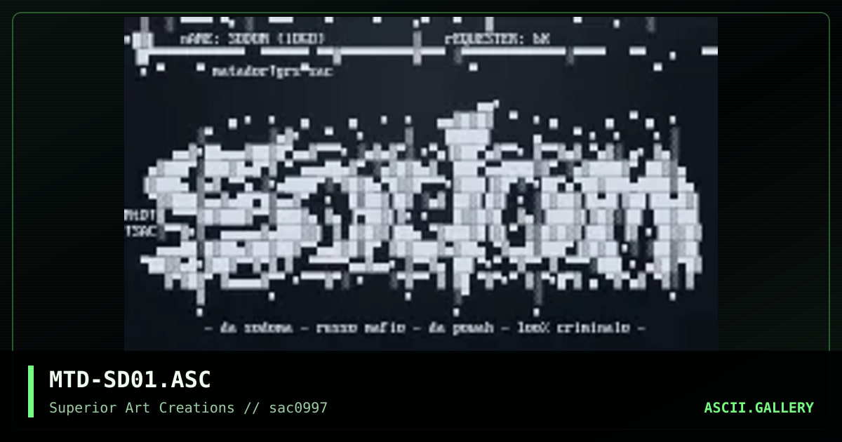 MTD-SD01.ASC, by matador, 1997