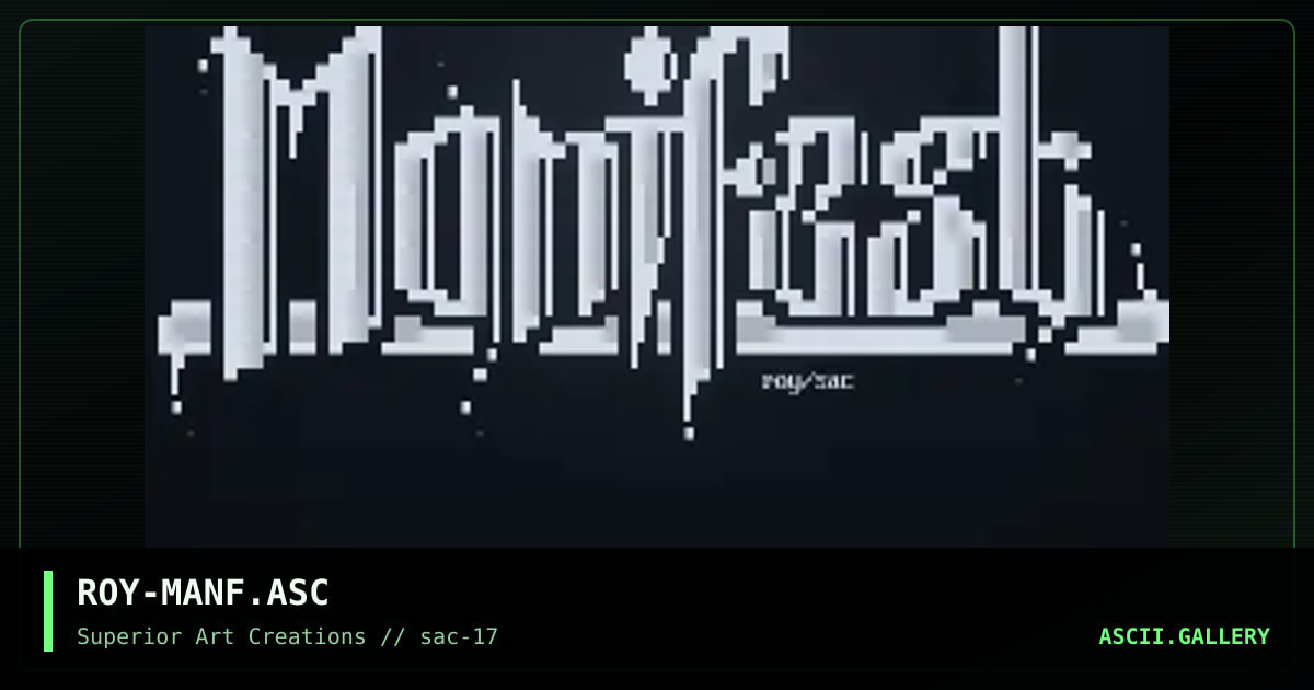 ROY-MANF.ASC, by roy, 1999