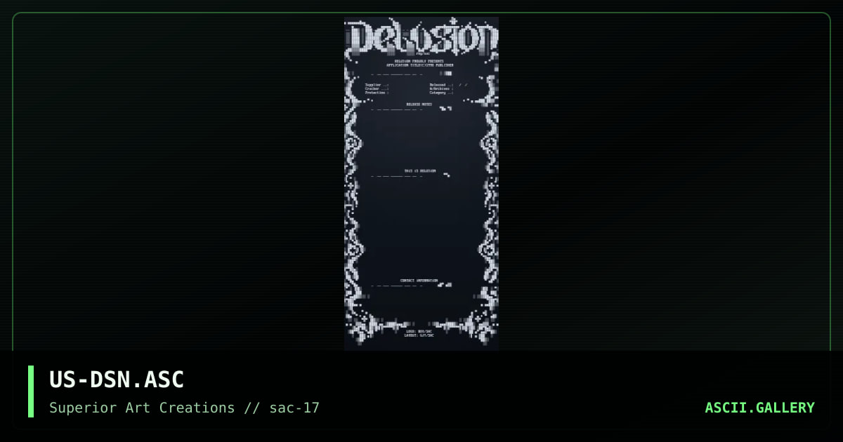 .nfo >> delusion, by roy, grymmjack, 1999