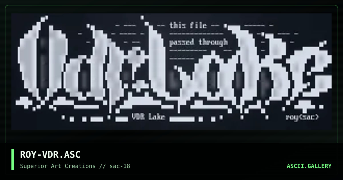 ROY-VDR.ASC, by roy, 1999