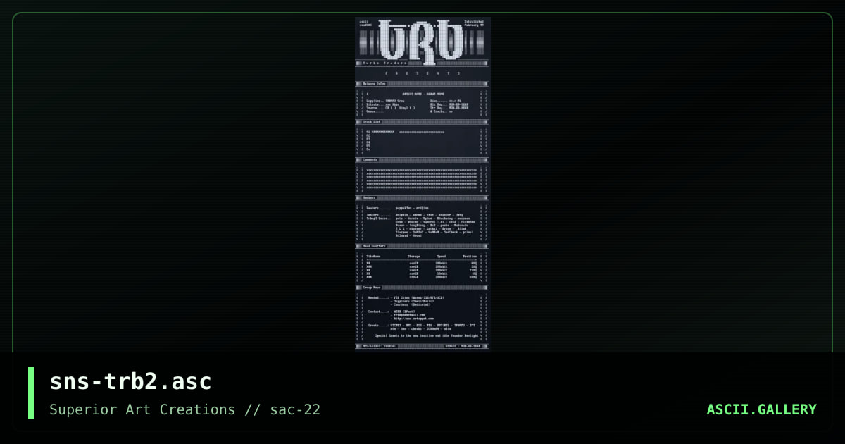 sns-trb2.asc, by senser, 2001
