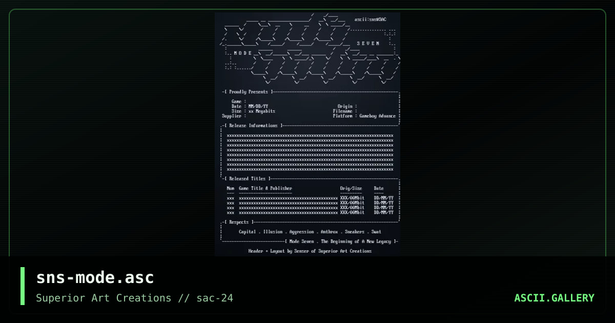 sns-mode.asc, by senser, 2001