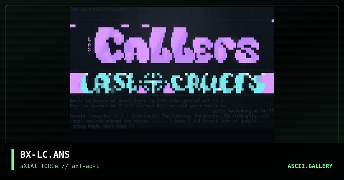 2 Last Caller Headers, by baxter, 1996