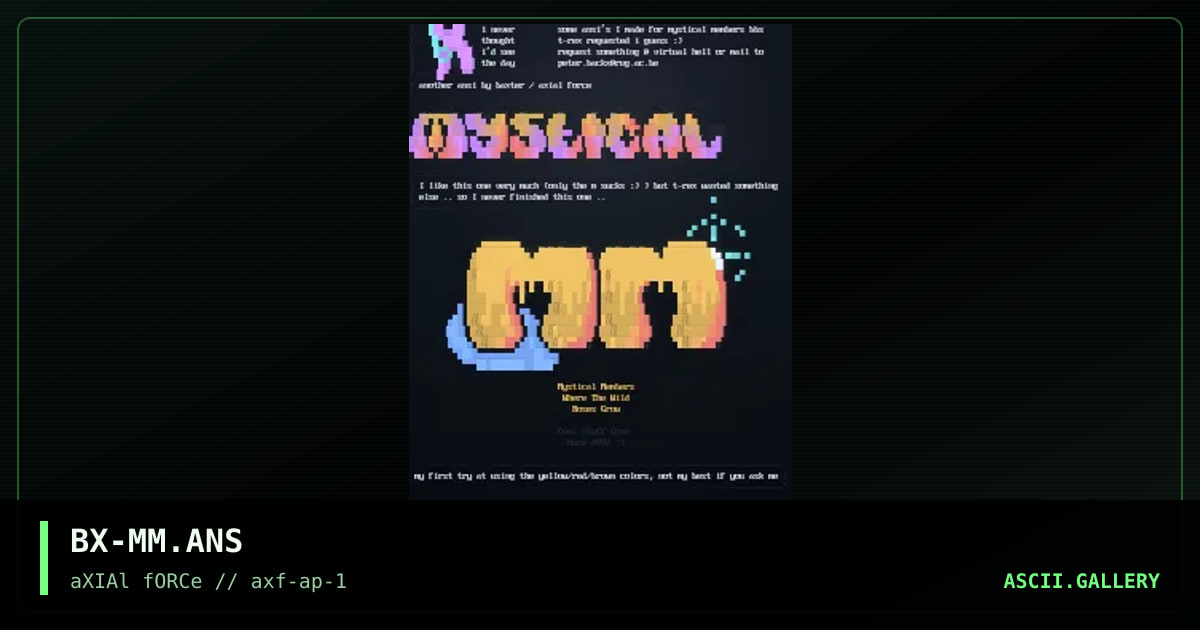 mystical members ansi's, by baxter, 1996