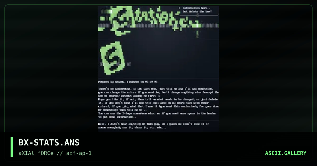 Stats screen, by baxter, 1996