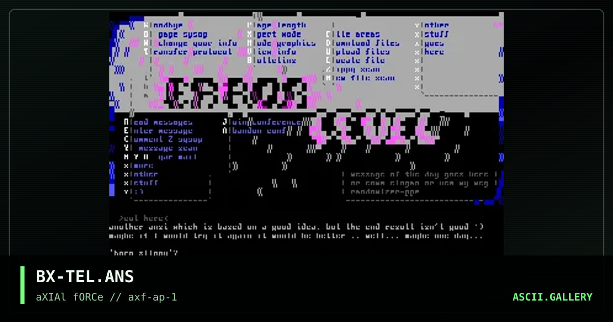 the errorlevel menu, by baxter, 1996