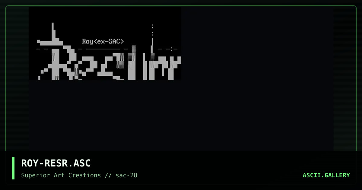 ROY-RESR.ASC, by roy, 2003