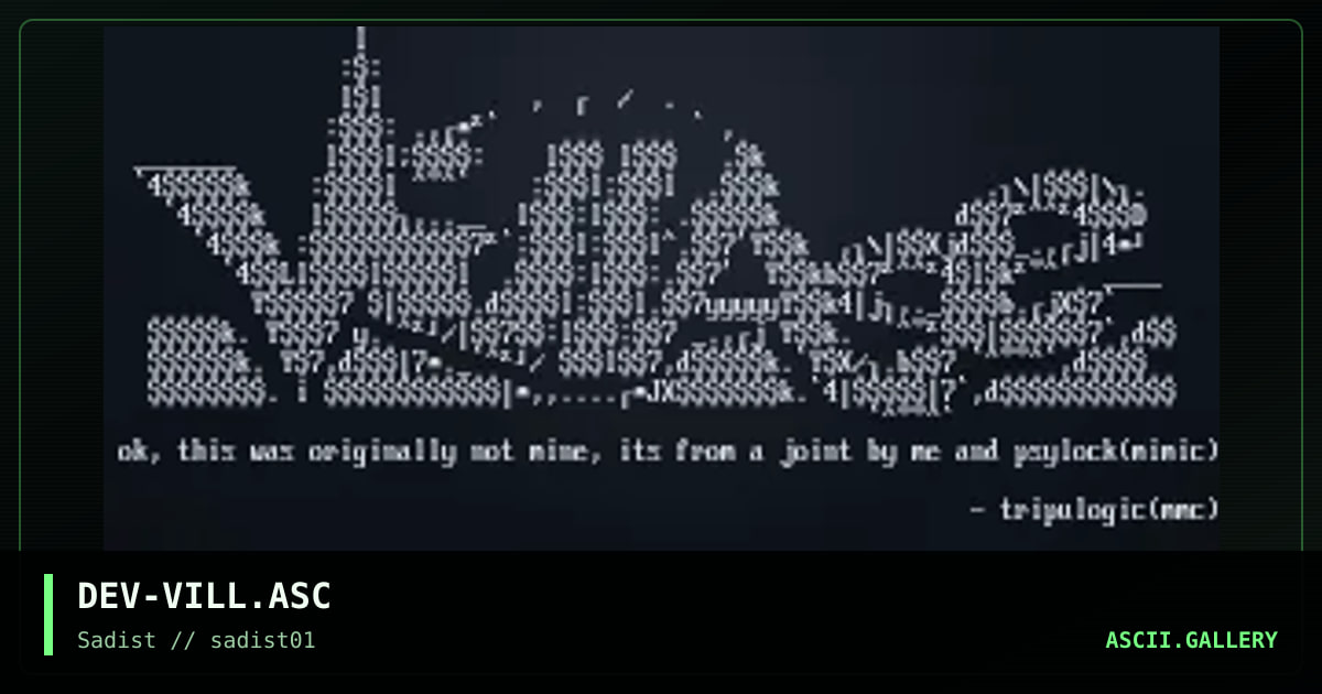 DEV-VILL.ASC, by tripulogic, 1998
