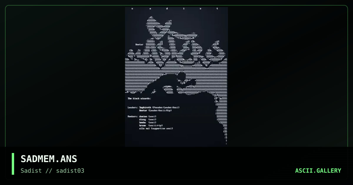sadist memberslist, by keetar, sephiroth, 1999
