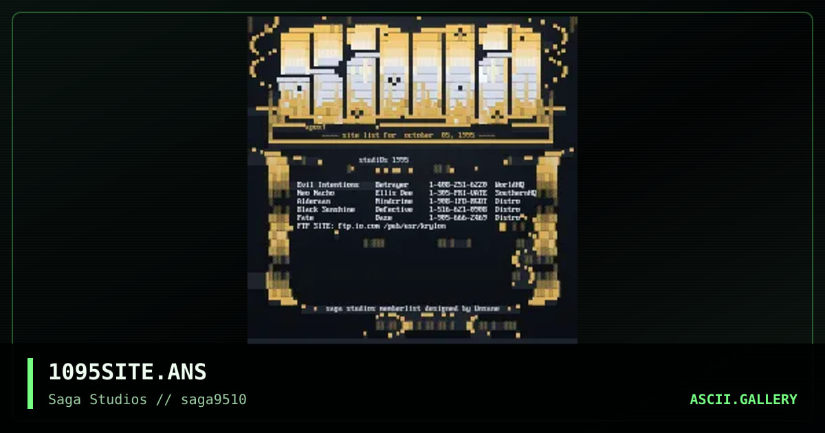 Saga Site Listings, by apox, unsane, 1995