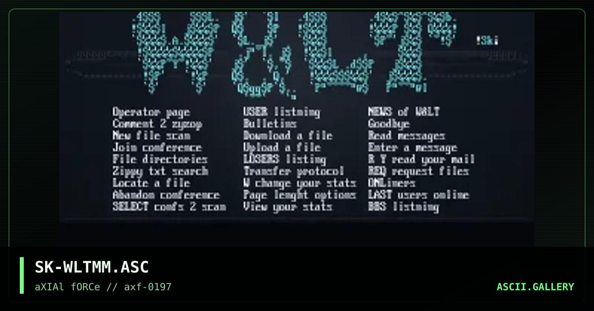 W&LT - main menu, by skyknight, 1997
