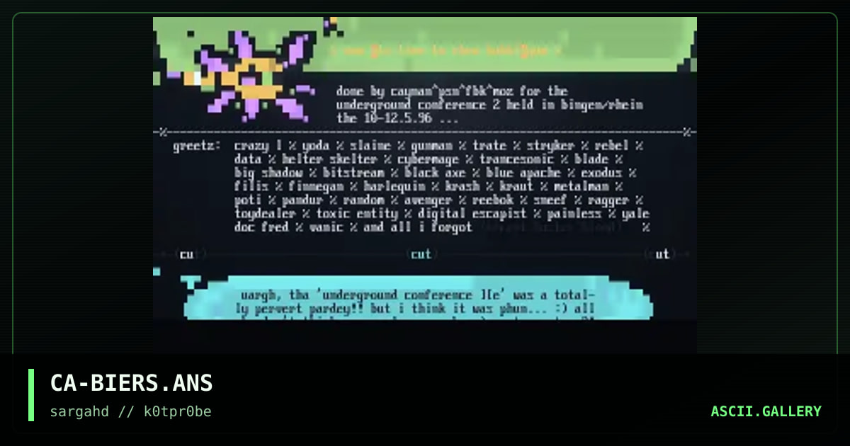 don't feed the "biers" on uc2e, by caynan, 1996