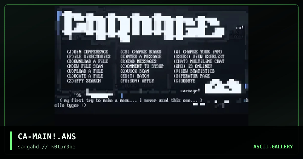 carnage main menu #1, by caynan, 1996