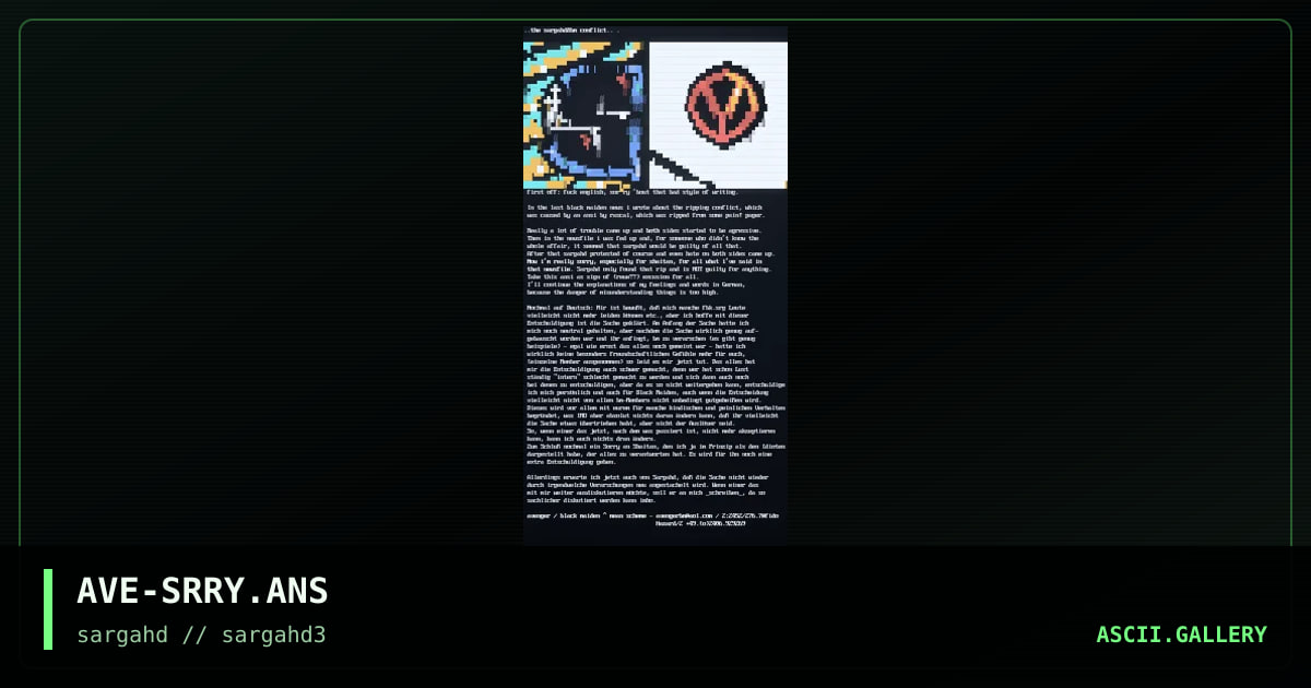 the sargahd&bm conflict, by avenger, 1997