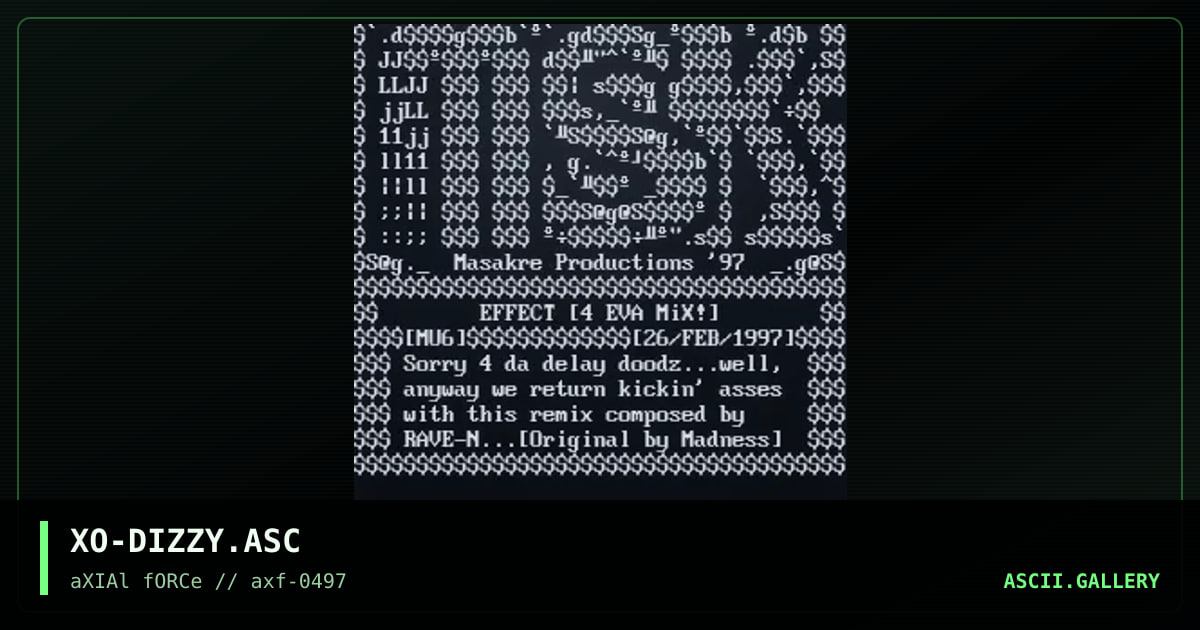 XO-DIZZY.ASC, by xo axf, 1997