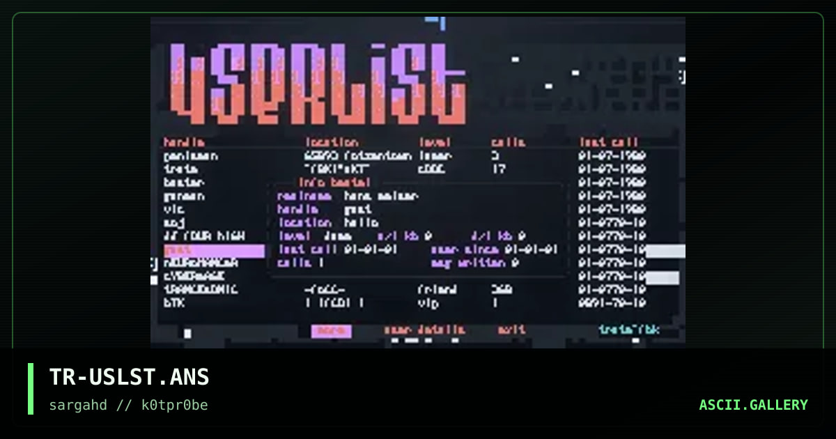 devastor userlister interface, by trate, 1996