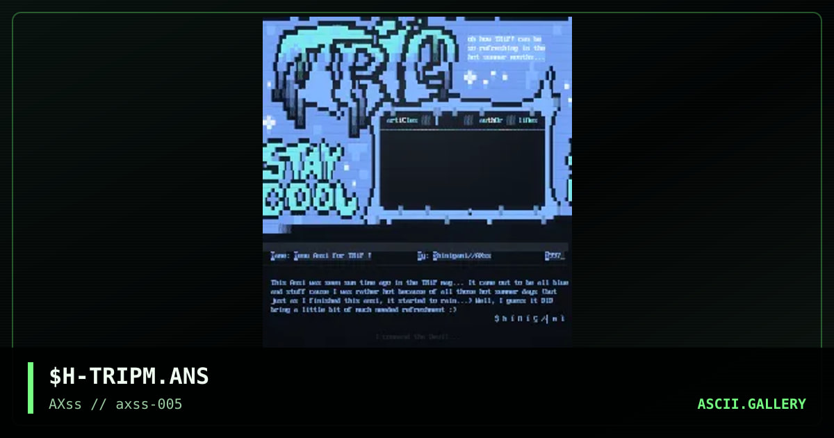 Menu Ansi for TRiP !, by shinigami, 1997