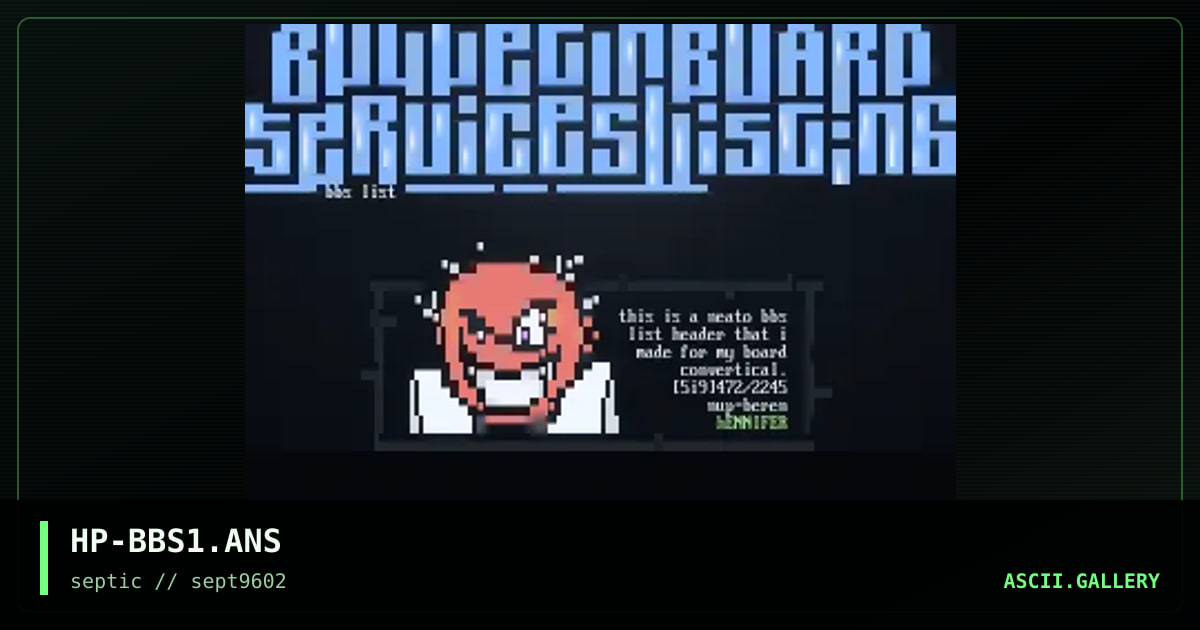 bulletinboardserviceslisting, by hennifer pantalon, 1996