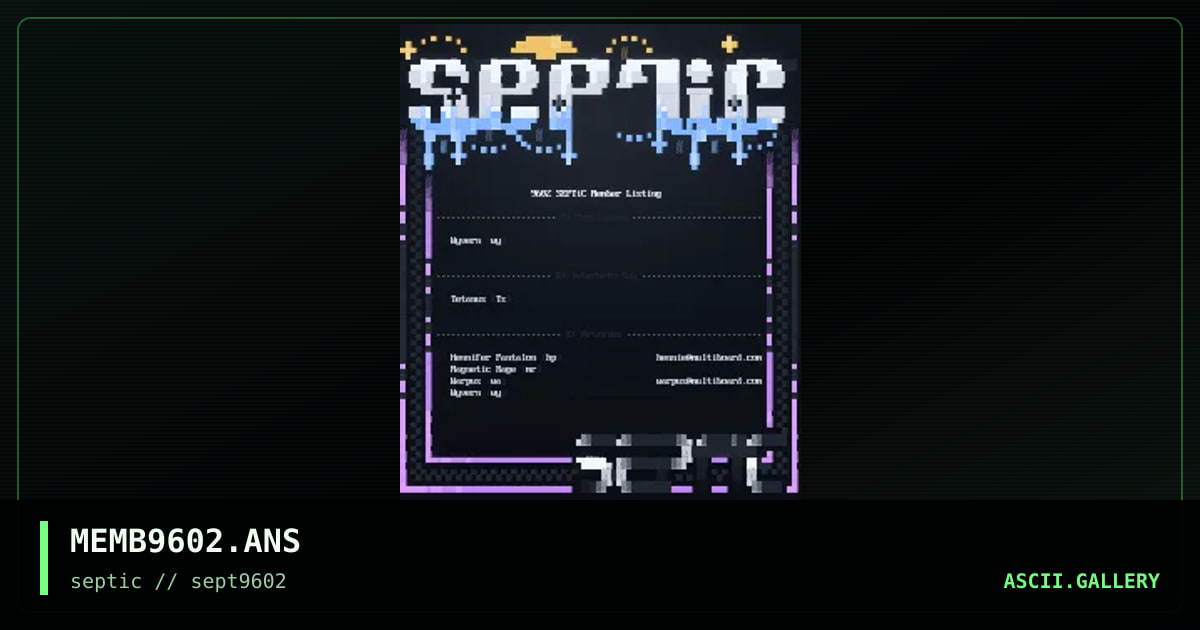 9602 Member Listing, by warpus, 1996