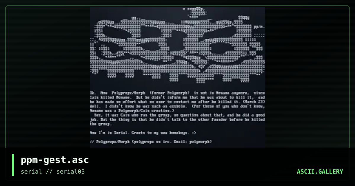 ppm-gest.asc, by polypropz, 1997