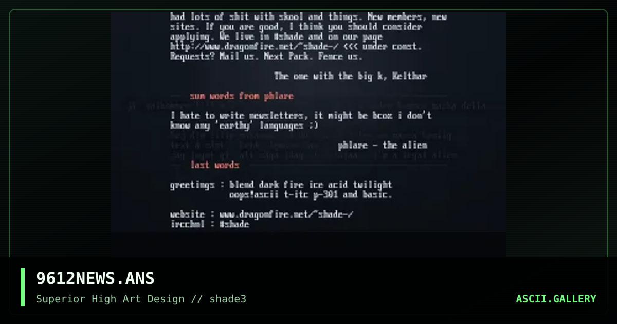 newsletter 9612, by shade staff, 1996