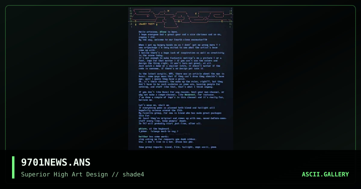 shade newsletter, by shade staff, 1997