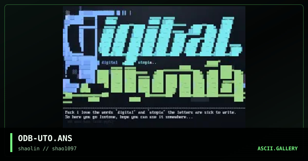 Digital Utopia BBS!, by ol dirty bastard 2, 1997