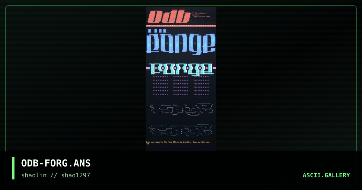 Logos for Forge BBS, by ol dirty bastard 2, 1997