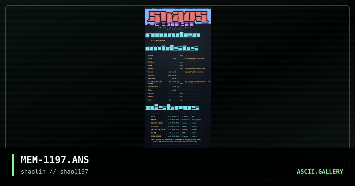 Shaolin's Finest Members 11/97, by untagged, 1997