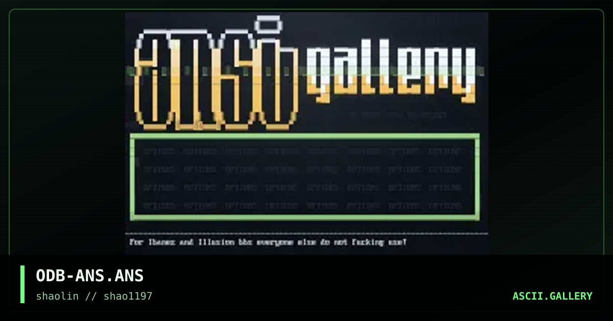 Ansi menu for Illusion BBS, by ol dirty bastard 2, 1997