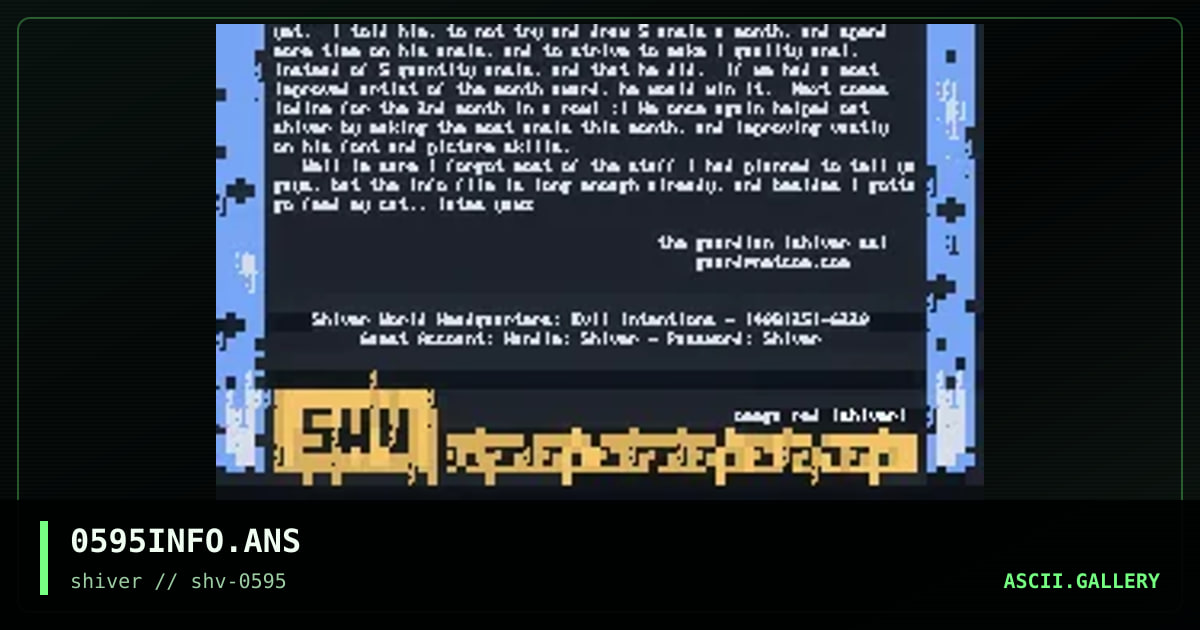 SHIVER 05/95 Information, by omega red, 1995