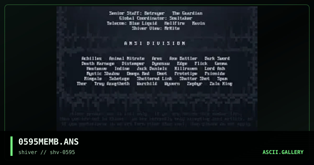SHIVER 05/95 Member List, by shiver, 1995