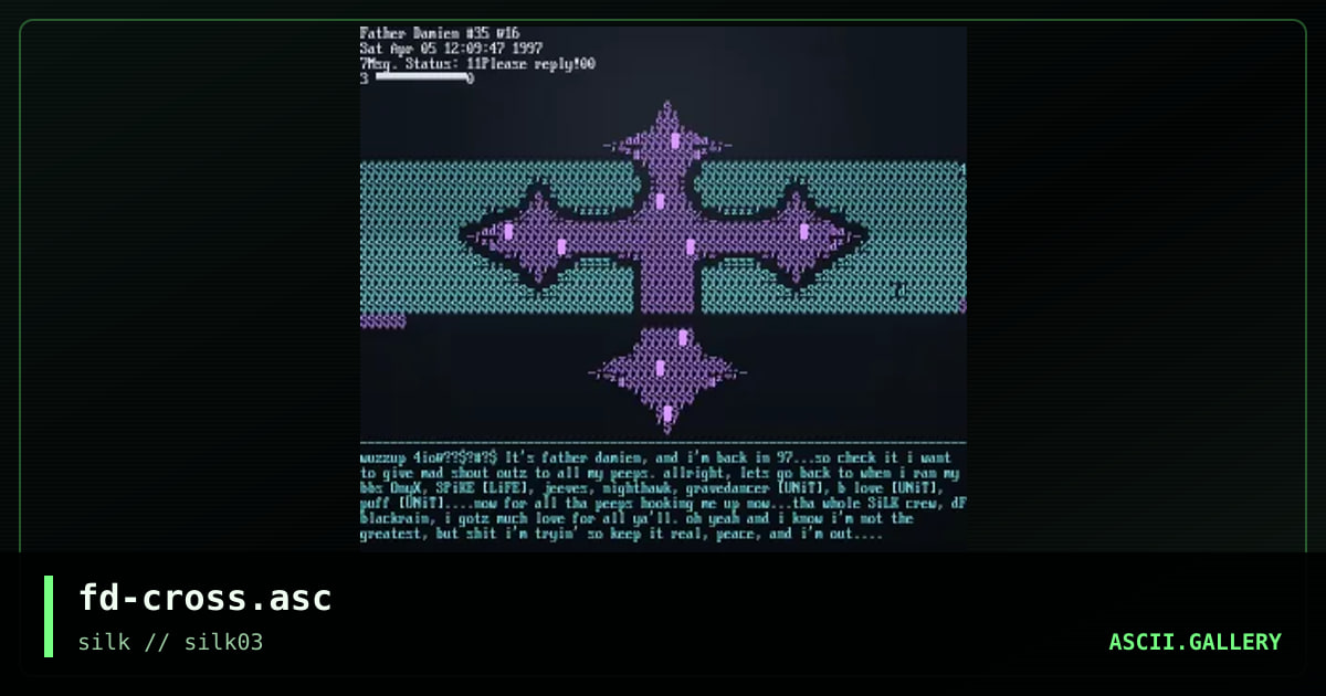 fd-cross.asc, by father damien, 1997