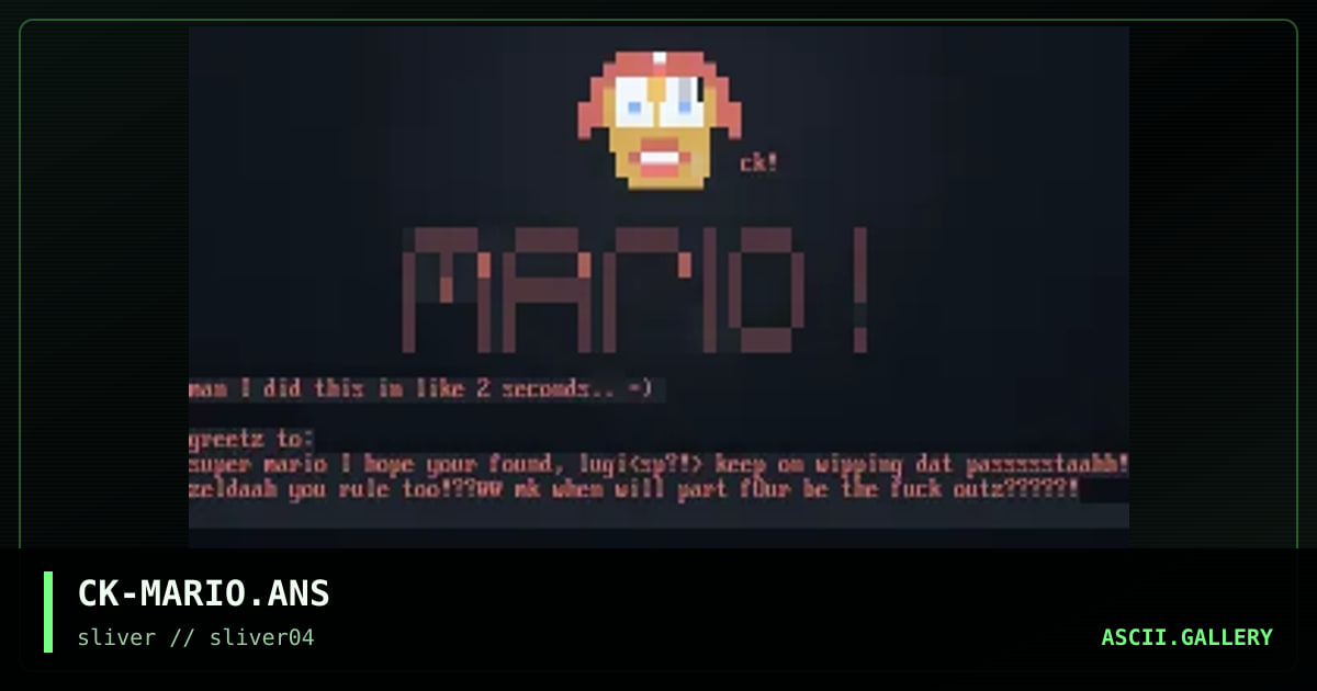 CK-MARIO.ANS, by cronic killah, 1997
